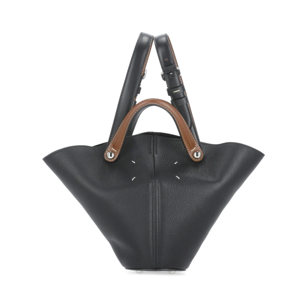 Maison Margiela Zwarte leren handtas met contrasterende handvatten Black Dames