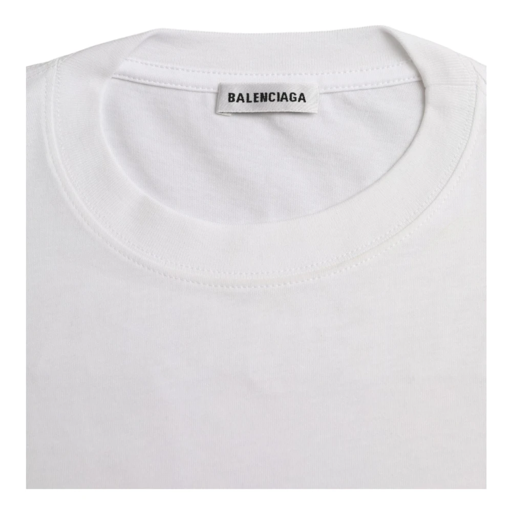 Balenciaga Katoenen T-shirt met Ronde Hals White Dames