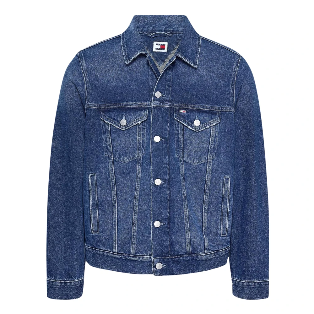 Tommy Hilfiger Denim Trucker Jack met Logo Blue Heren