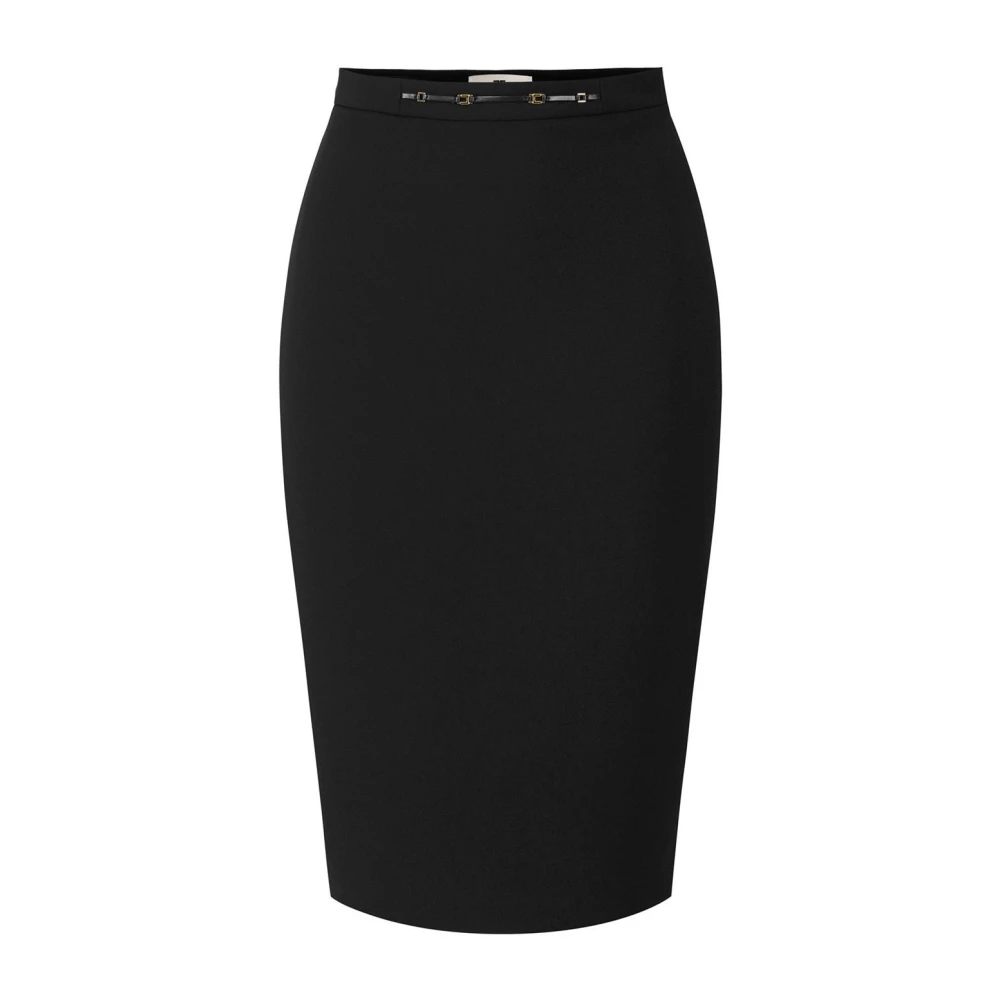 Elisabetta Franchi Logo-Plaque Pencil Midi Skirt - Female - Pencil Skirts - Black - S - Skirts