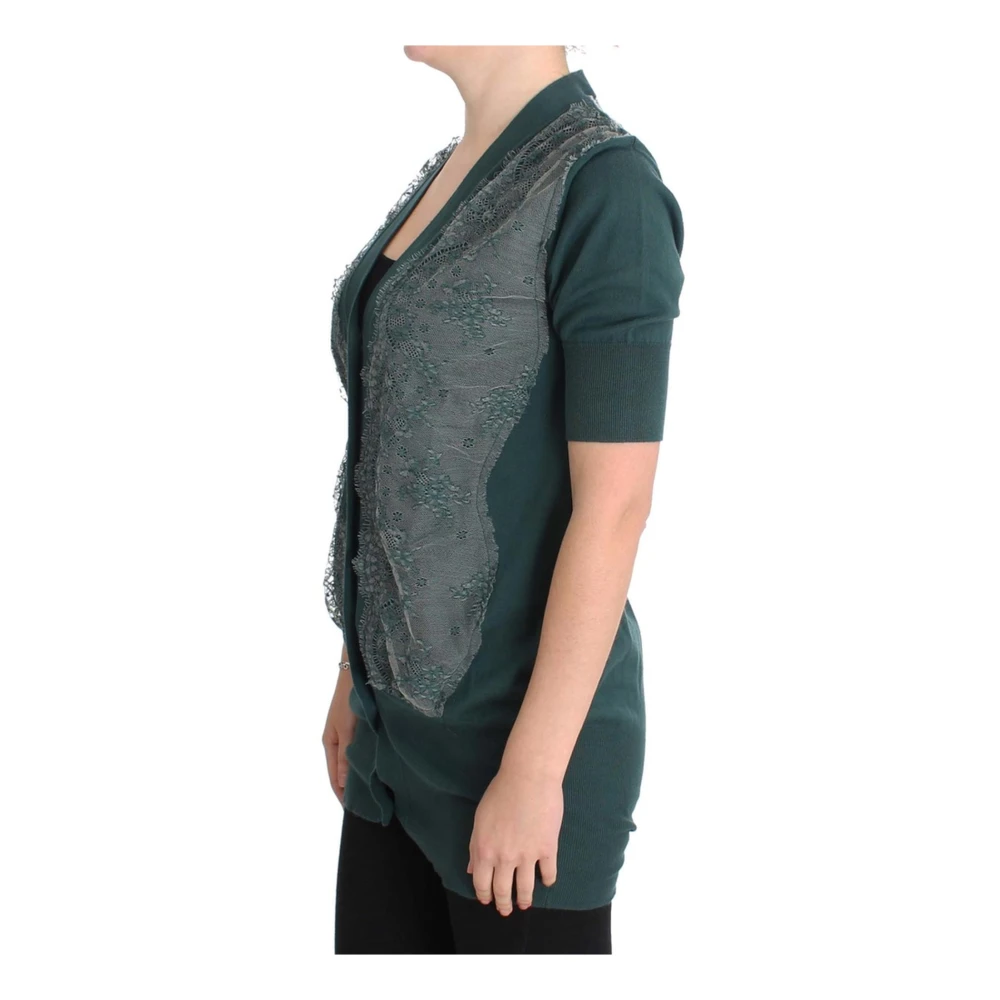 Pink Memories Groene Kant Cardigan Sweater Gemaakt in Italië Green Dames