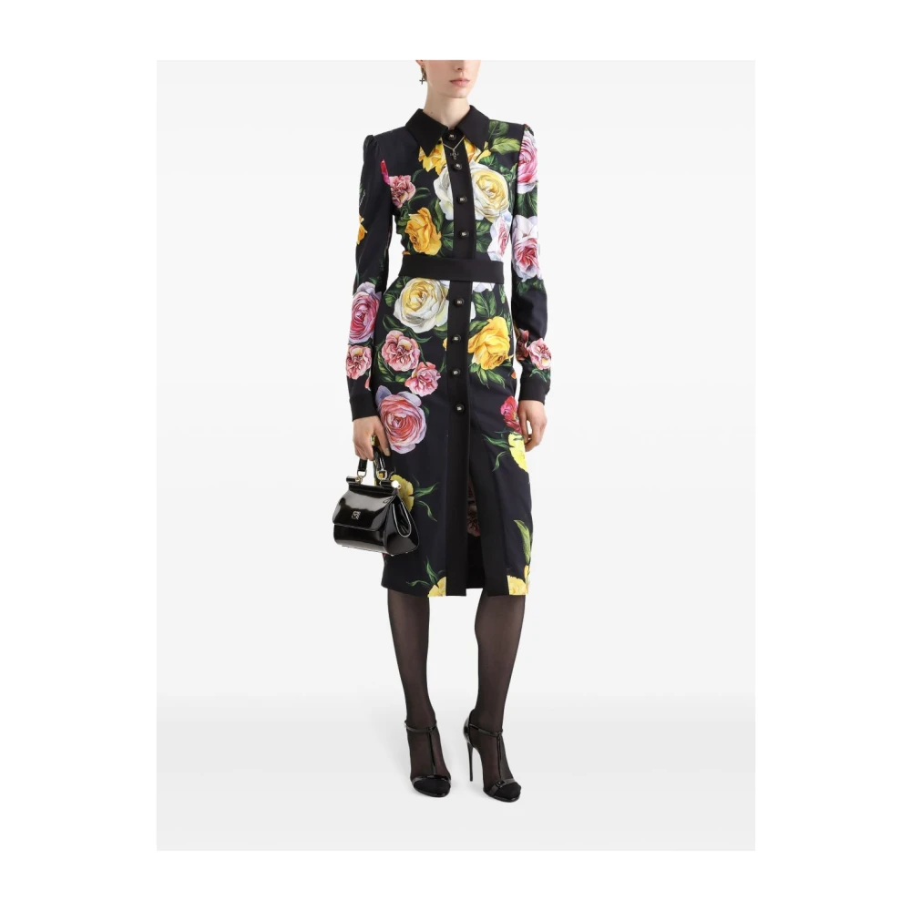 Dolce & Gabbana Roze Jurken met Klassieke Kraag Multicolor Dames