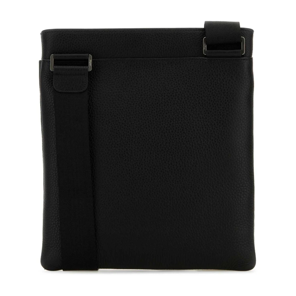 Salvatore Ferragamo Stijlvolle zwarte leren crossbodytas Black Heren