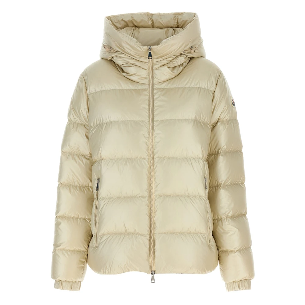 Moncler Vit Dunjacka med Huva White, Dam