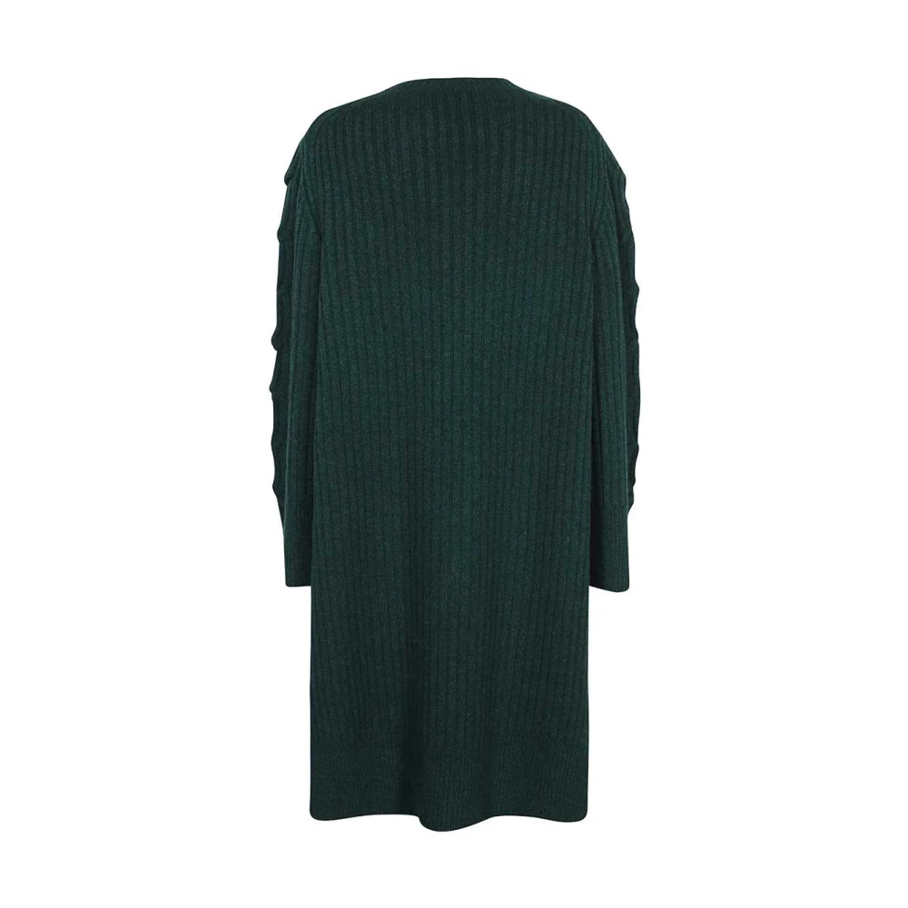 Stella Mccartney Geribbelde Crew-neck Cashmere Sweater met Zijgleuven Green Dames