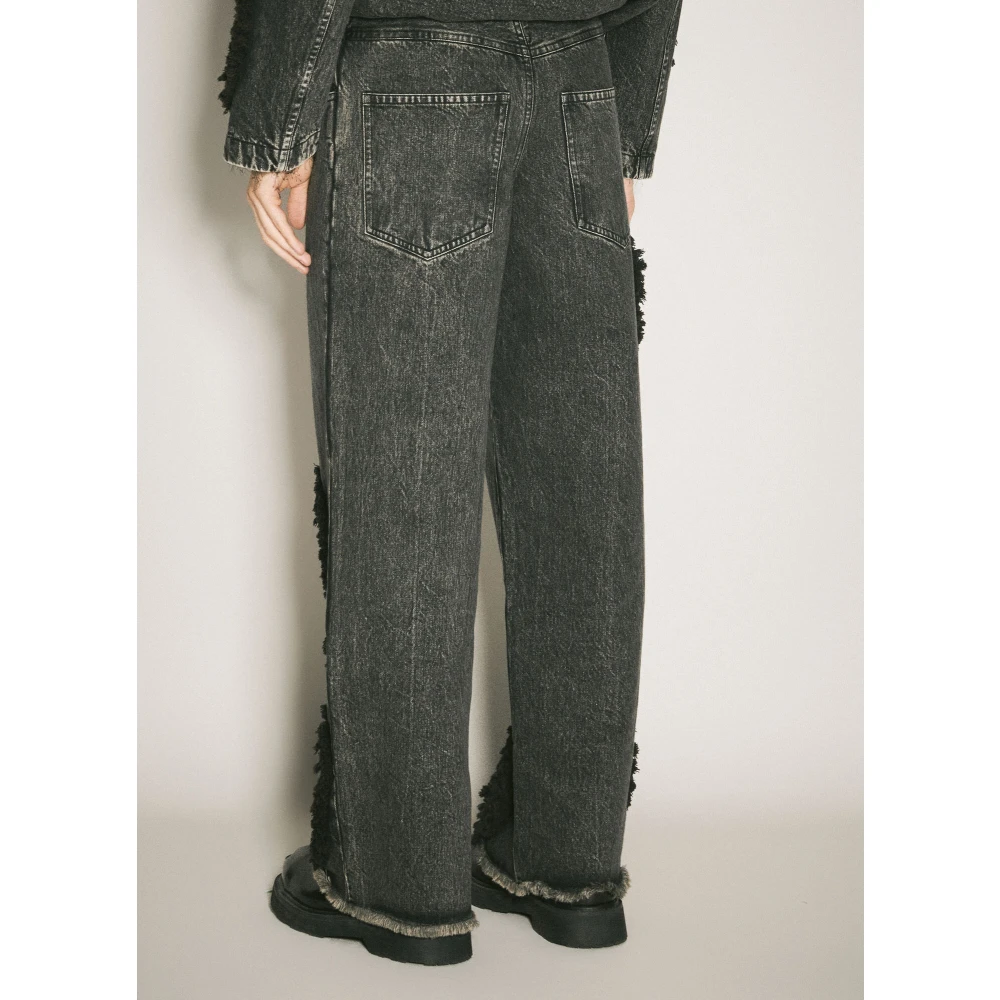 Song for the Mute Teddy Panel Boyfriend Jeans Black Heren