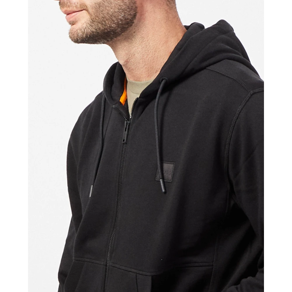 Boss Zwarte katoenen hoodie met volledige ritssluiting Black Heren