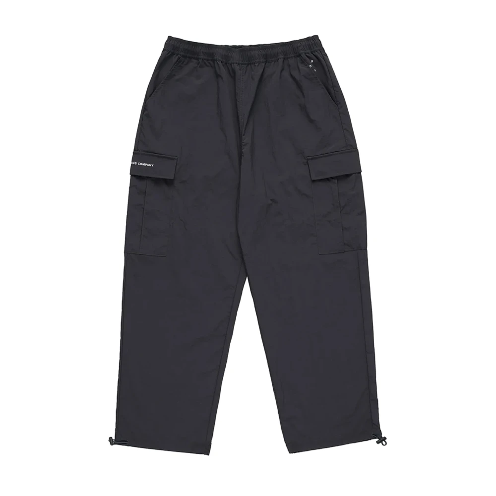 Pop Trading Company Men's Black Straight Trousers, M, Cargo Track Trousers Charcoal Lightweight Nylon