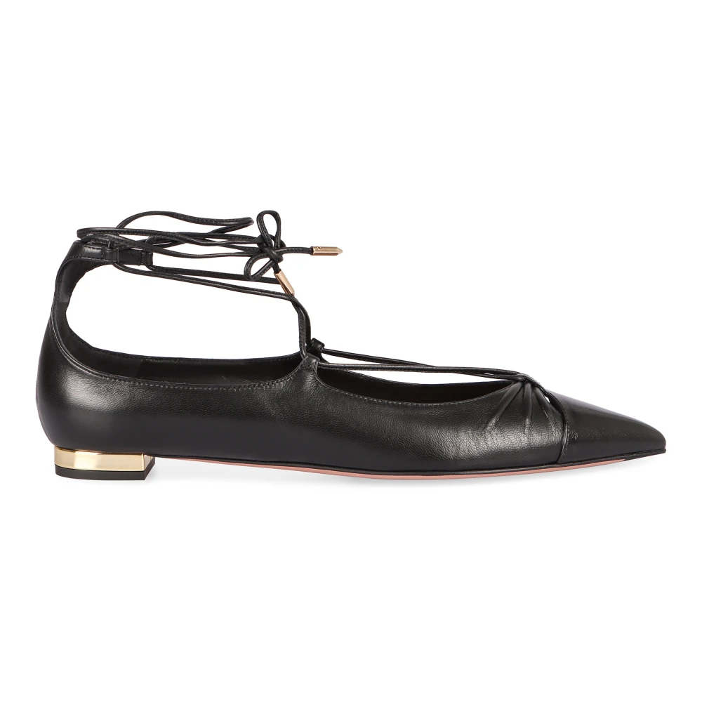 Aquazzura Women's Gold Pointy-Toe Ballet Flats With -Tone Heel