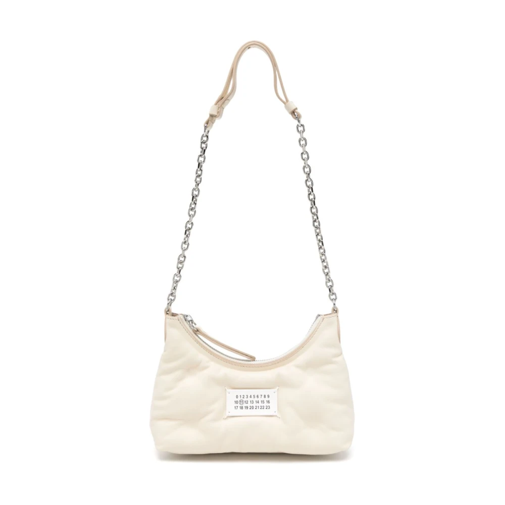 Maison Margiela Crème Leren Schoudertas met Ketting Beige Dames