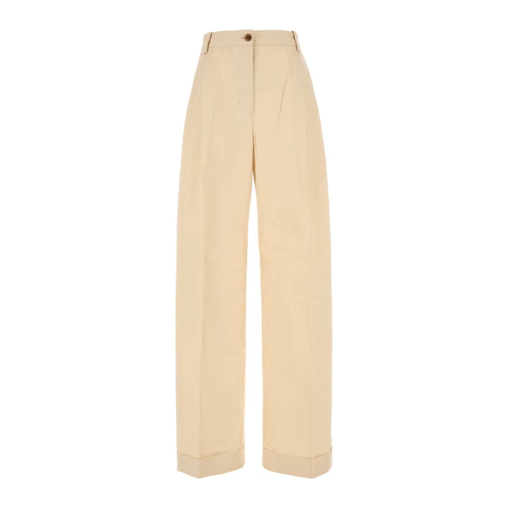 Maison Kitsuné Beige Katoenen Loszittende Broek Beige Dames