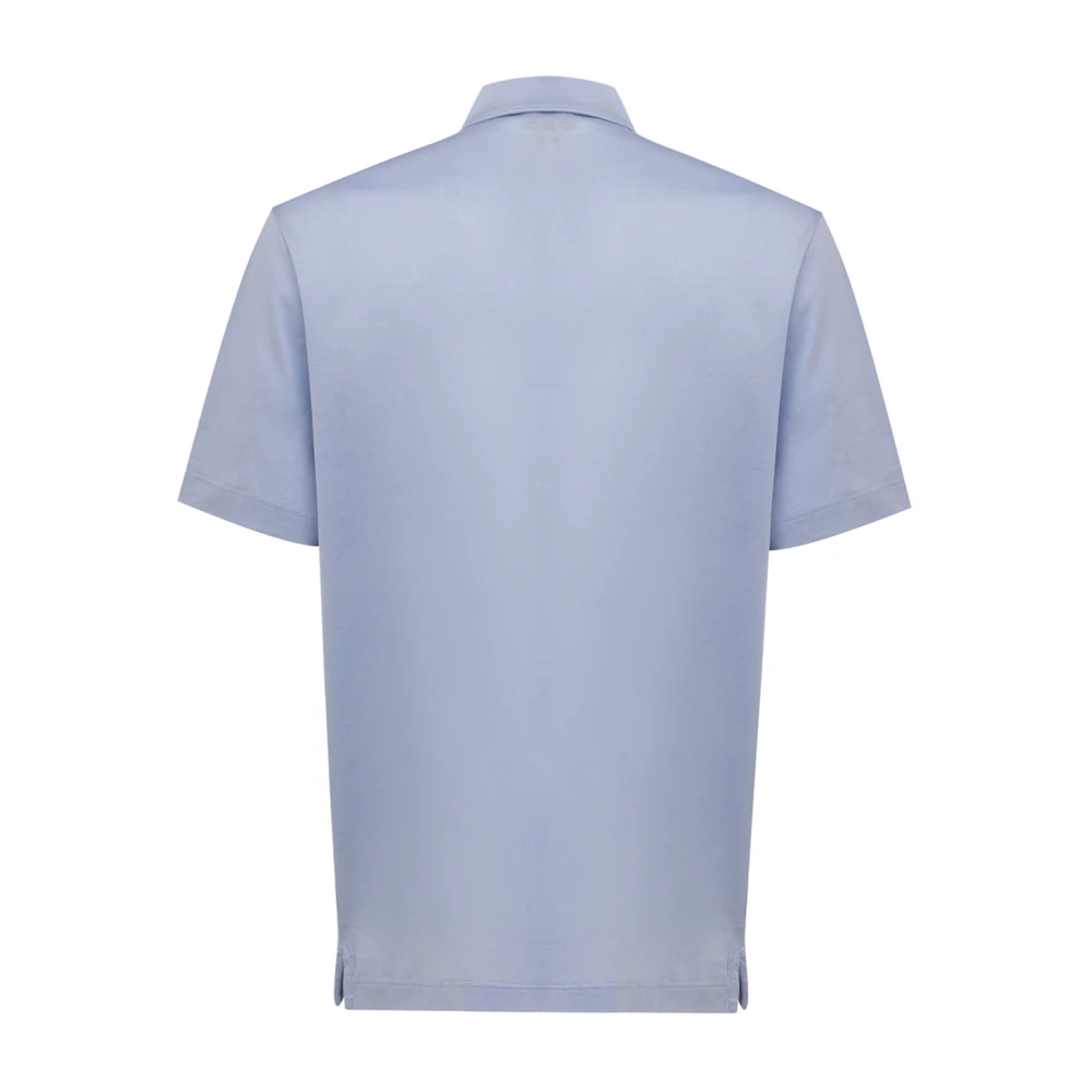 Canali Blauwe Zip Polo Shirt Made in Italy Blue Heren