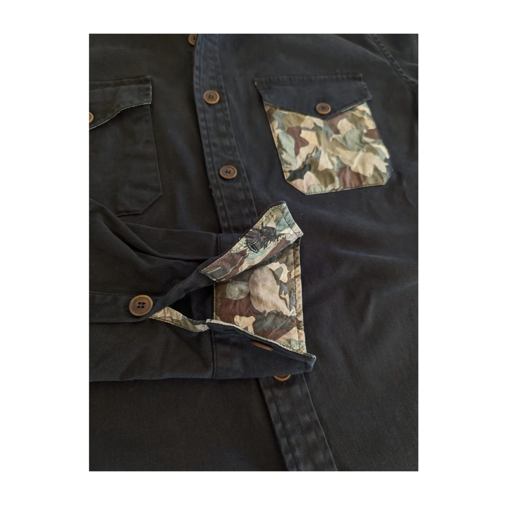 BOB Casual Overhemd Hull Blauw Zwart Black Heren
