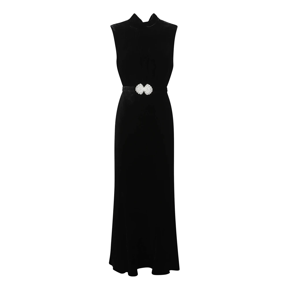 Saloni Zwart Zijde Rayon Jurk Black Dames