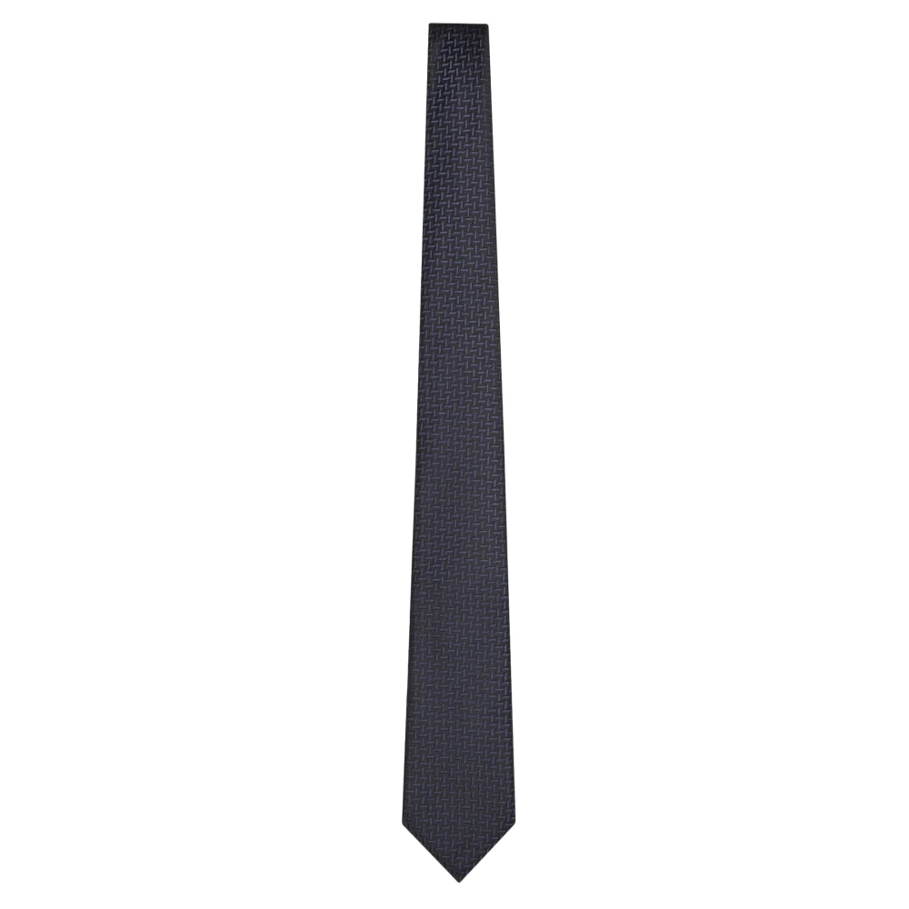 Armani Blauwe Chevron Zijden Stropdas Blue Heren