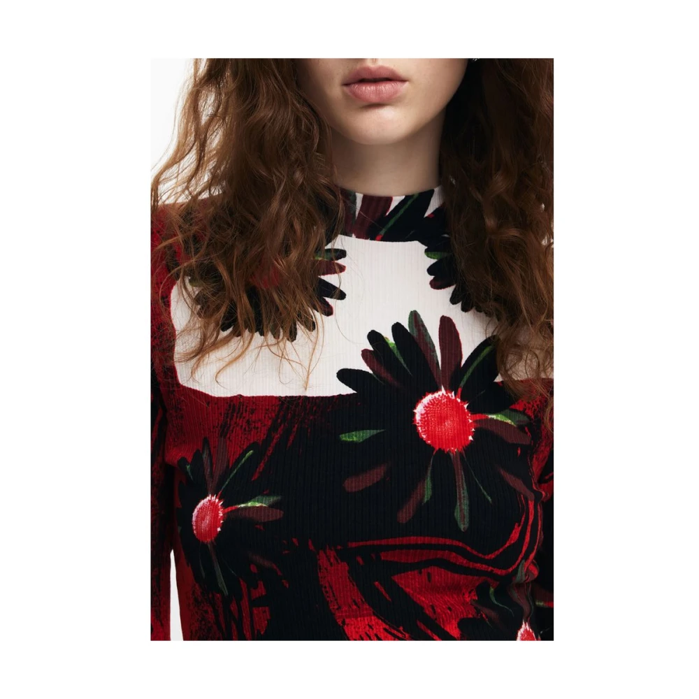 Desigual Rode Viscose Jurk Herfst Winter Collectie Red Dames