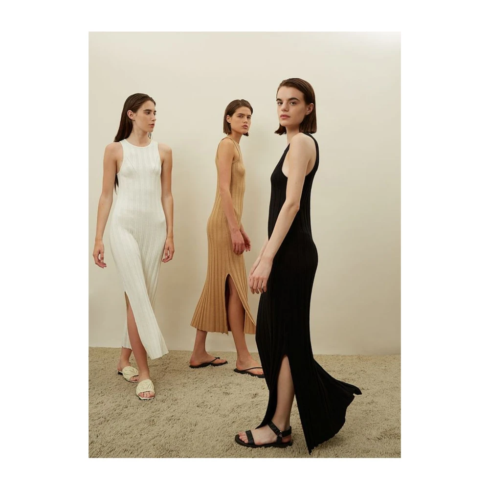 Loulou Studio Zwarte Mouwloze Linnen Zijde Jurk Black Dames