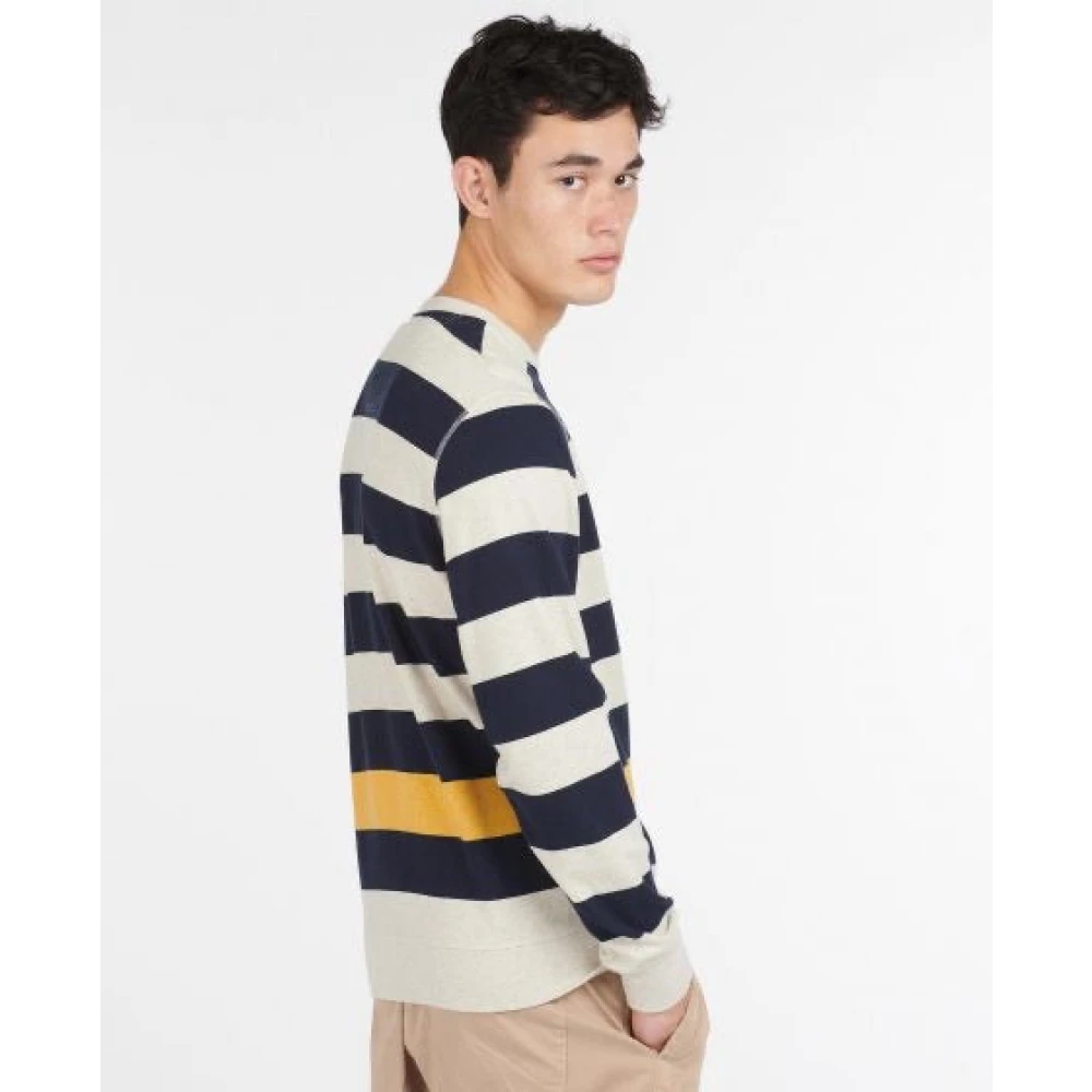 Barbour Navy Stripe Crew Sweatshirt Blue Heren