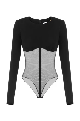 Bodysuit i jerseycrepe och mesh