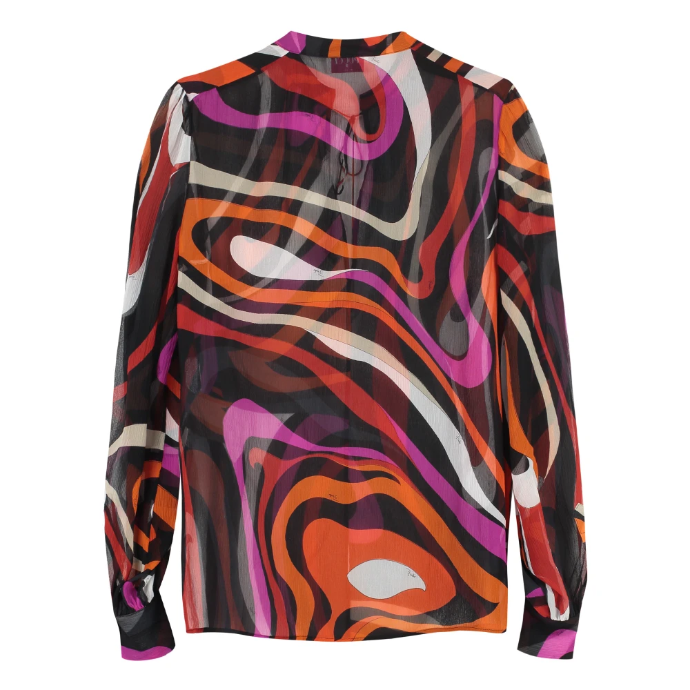 EMILIO PUCCI Zijden blouse met Marmo-print Multicolor Dames