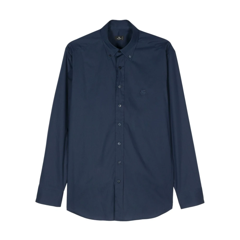 Etro Blå Poplin Button-Down Skjorta Pegaso Blue, Herr