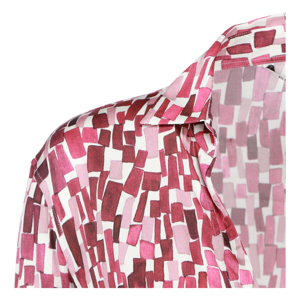 Caliban Casual Katoenen Overhemd voor Mannen Pink Dames