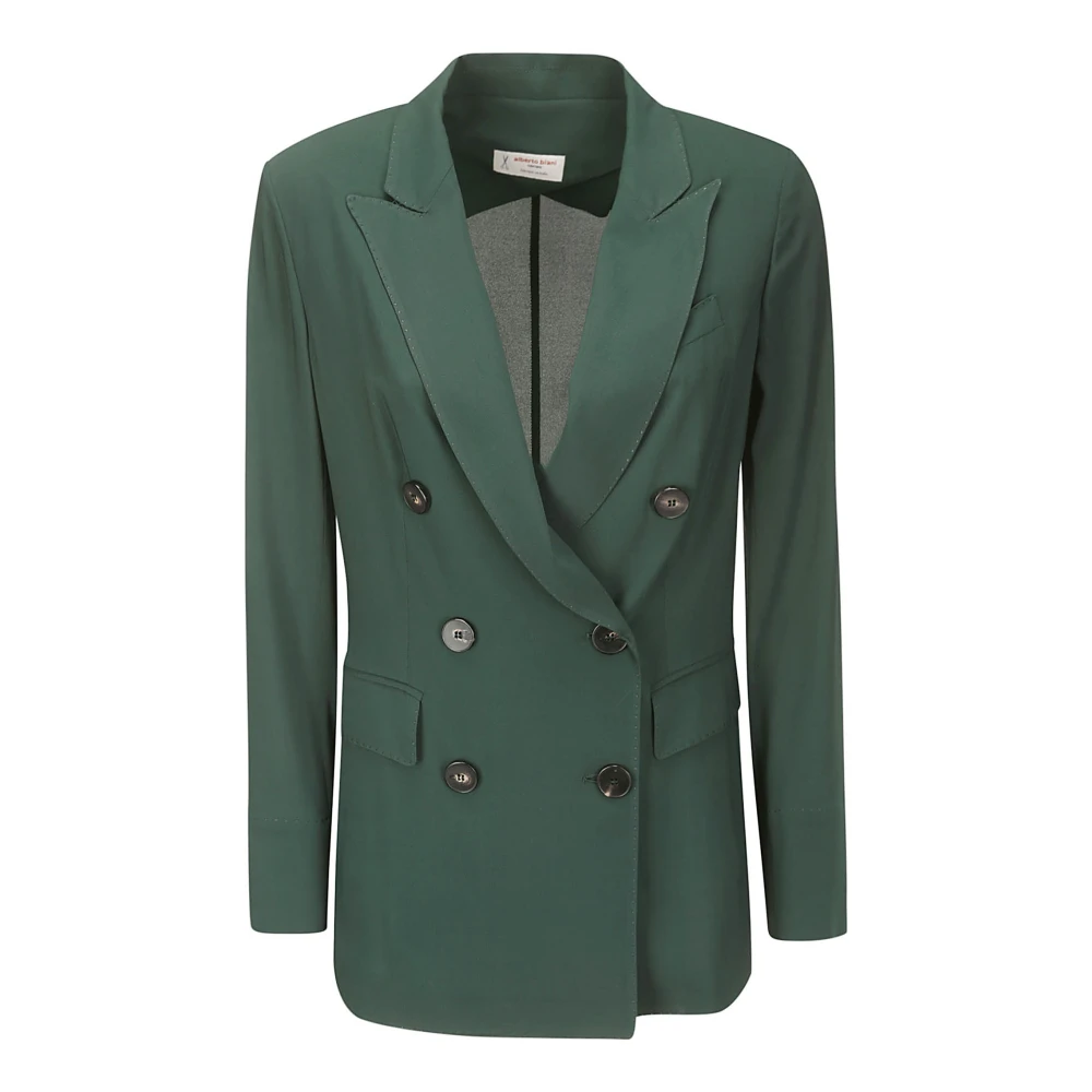 Alberto Biani Georgette Double-Breasted Jacket Green Dames