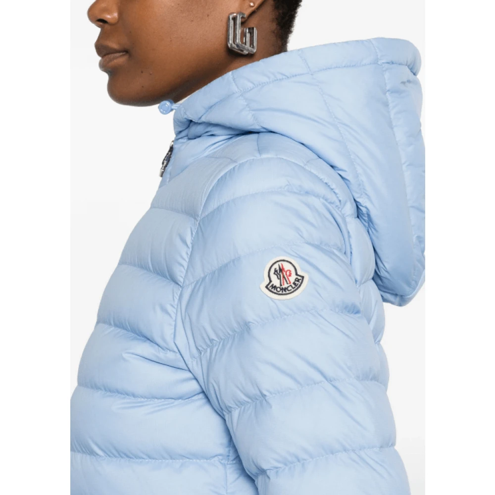 Moncler Gewatteerd Pastelblauw Jack met Rits Blue Dames