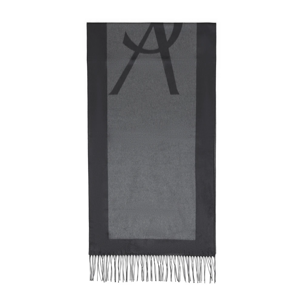 Saint Laurent Zijden Sjaal met Franje Afwerking Gray Heren