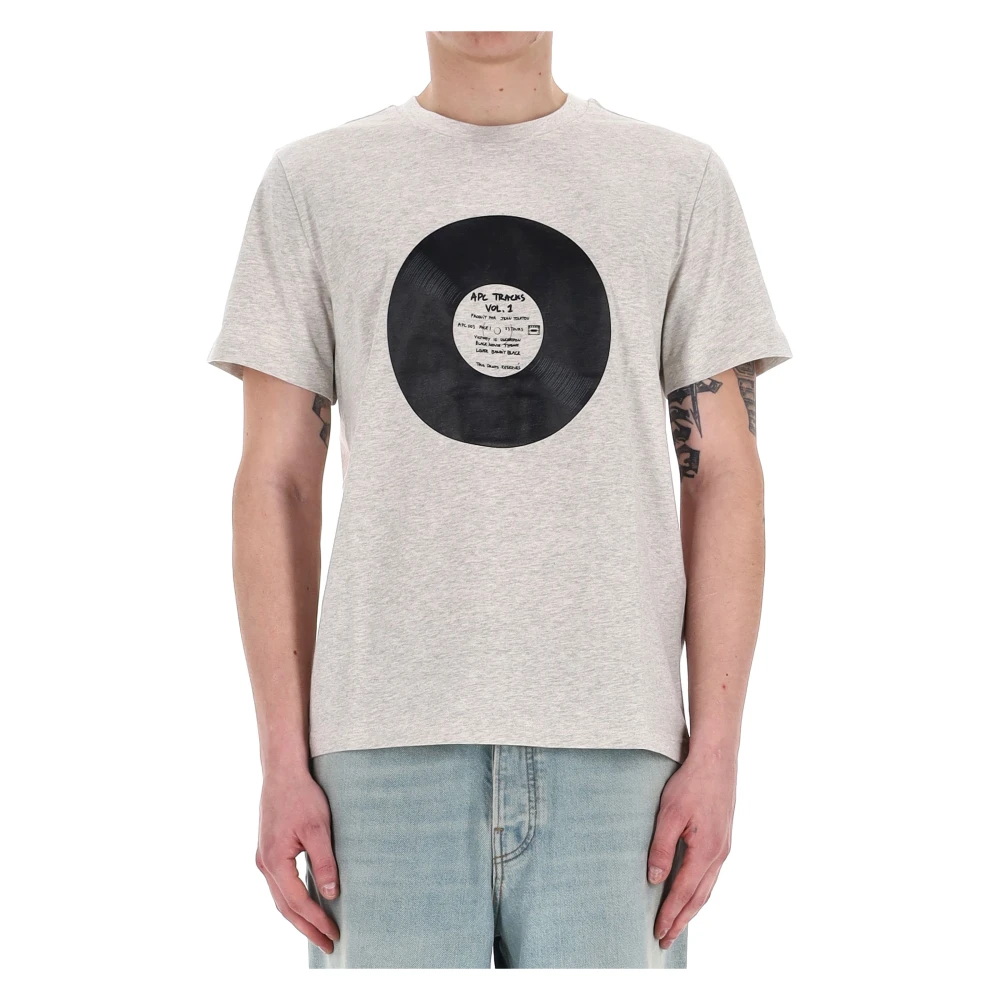 A.p.c. Men's Gray Light Grey Cotton Vinyl T-Shirt - T-Shirts - L - Tops