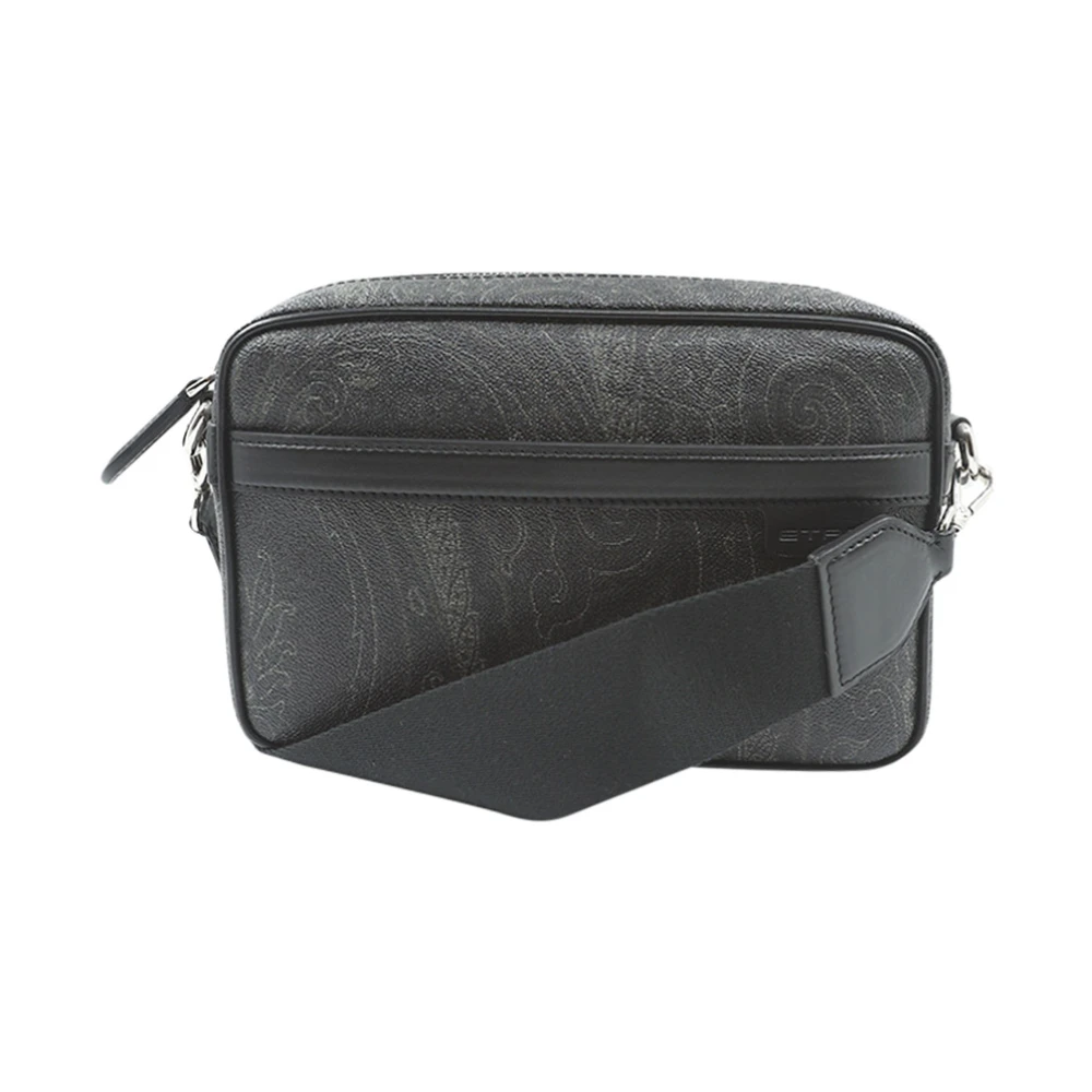 ETRO Zwarte Schoudertas met Voorvak Black Heren