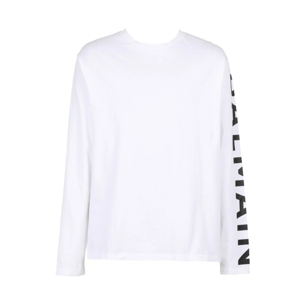 Balmain White Long-Sleeved T-Shirt - Male - Long Sleeve T-Shirts - M - Tops