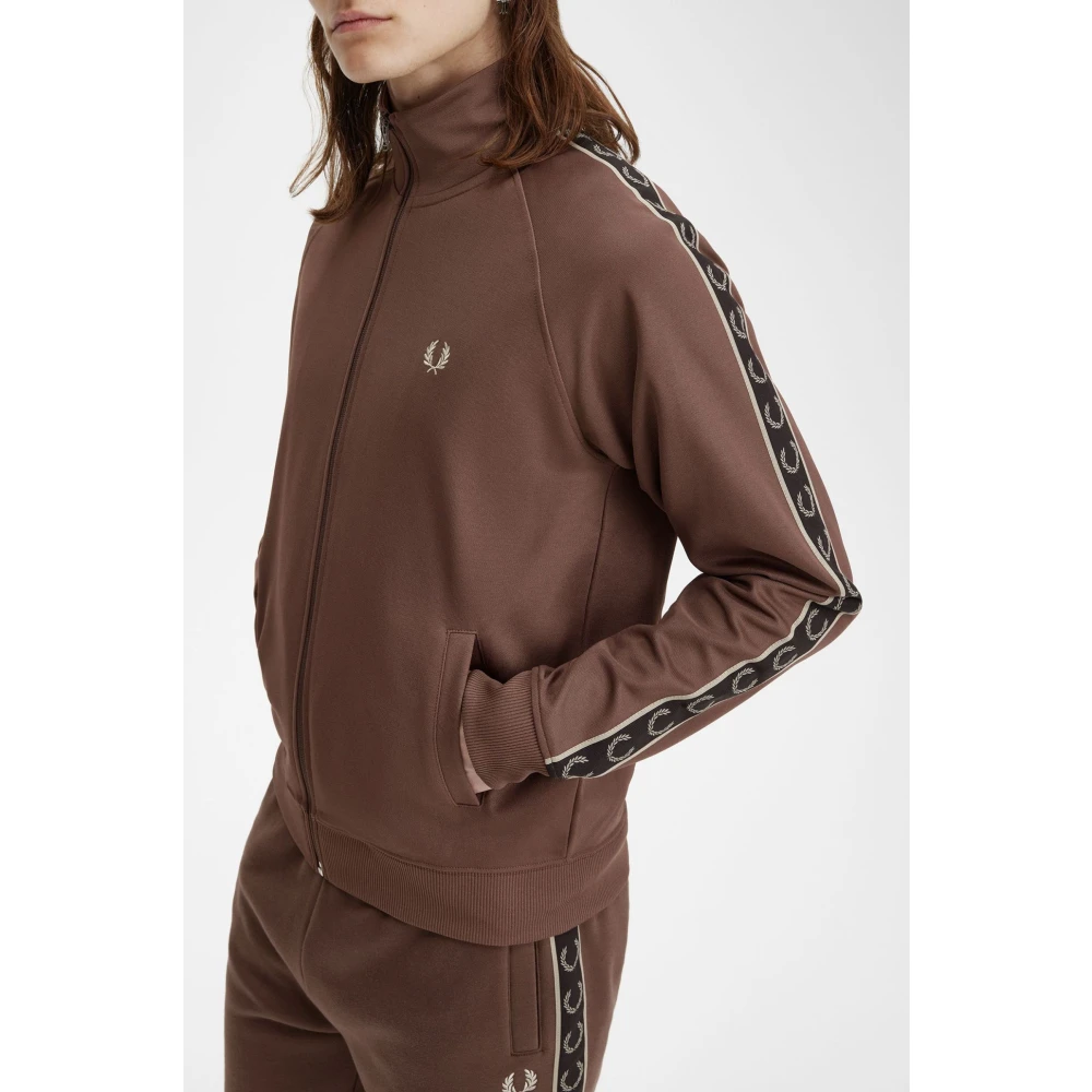 Fred Perry Contrast Tape Track Jacket Brown Heren