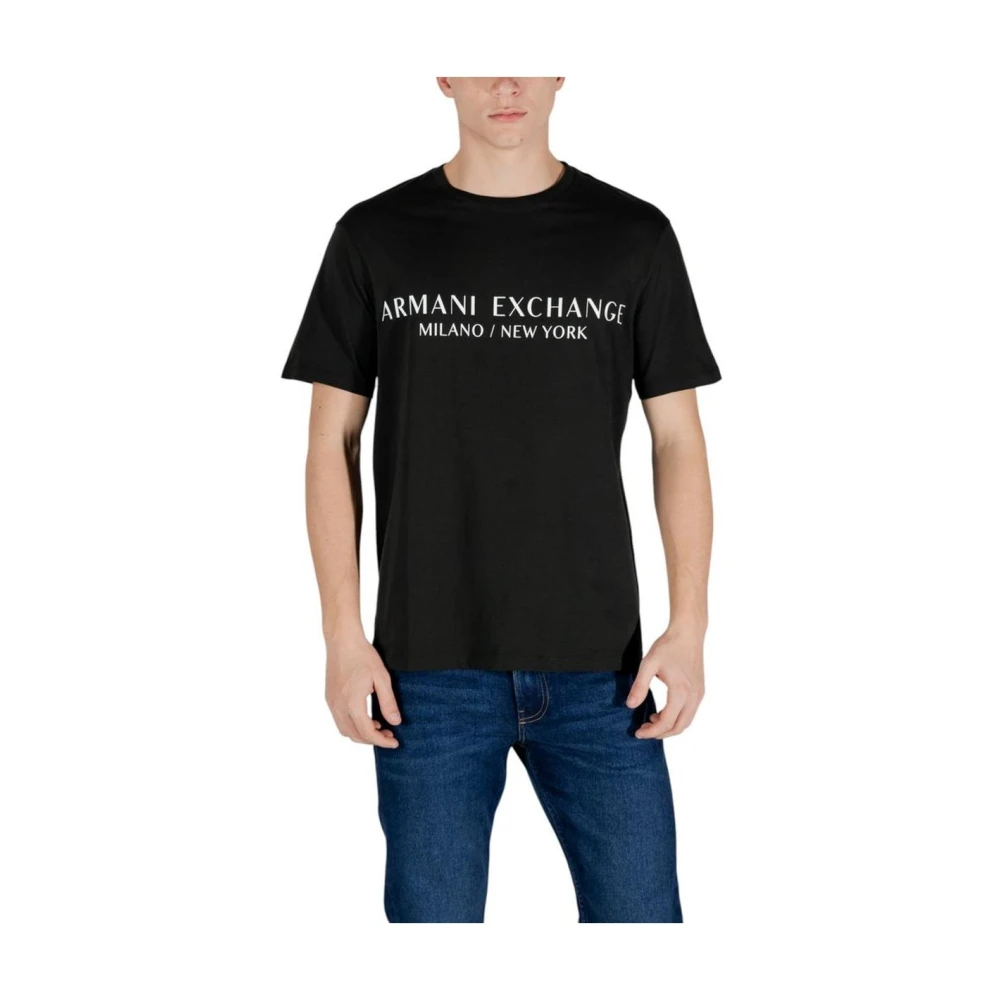 Armani Exchange Zwarte Katoenen T-shirt Korte Mouw Black Heren