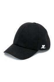 Czarna wełniana czapka baseballowa z tonalnymi przeszyciami i haftowanym logo