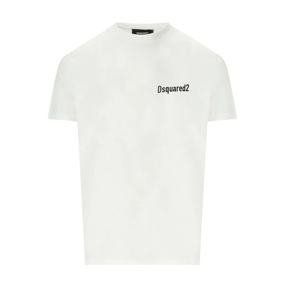 Dsquared2 Cool Fit Wit Logo Print T-Shirt White Heren