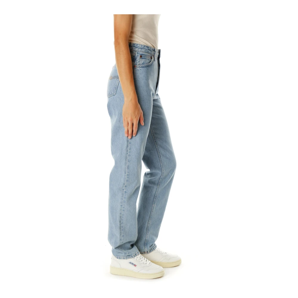 Nudie Jeans High Waist Straight Fit Jeans Blue Dames