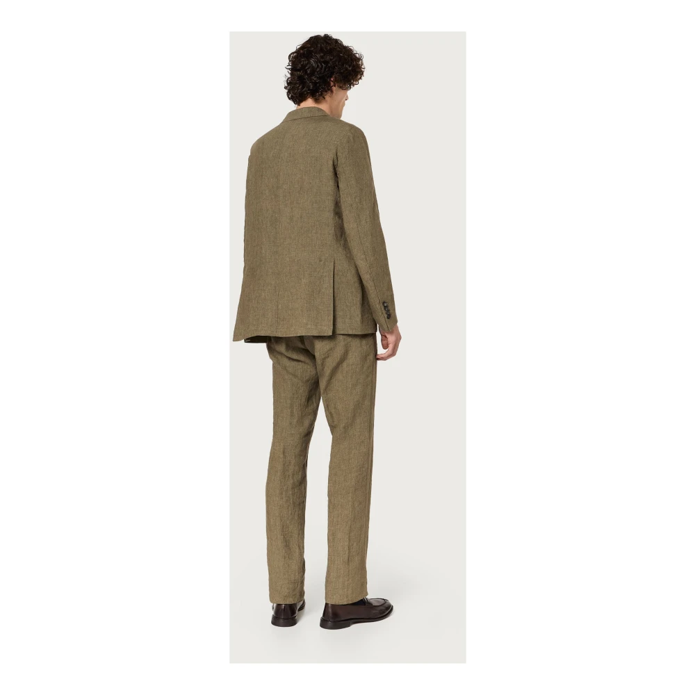 Massimo Alba Deconstructed Linen Suit Green Heren