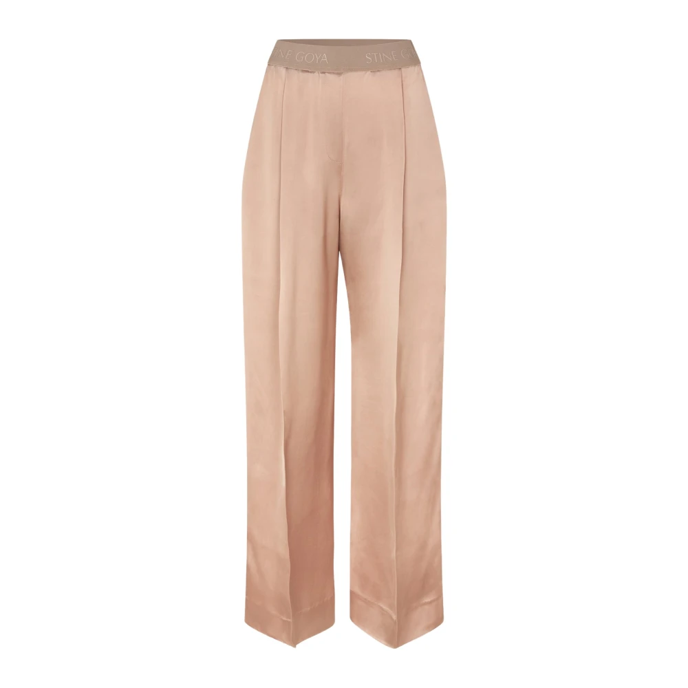 Stine Goya Pink Luxurious Heavy Satin Wide-Leg Trousers - Female - Wide Trousers - S - Trousers