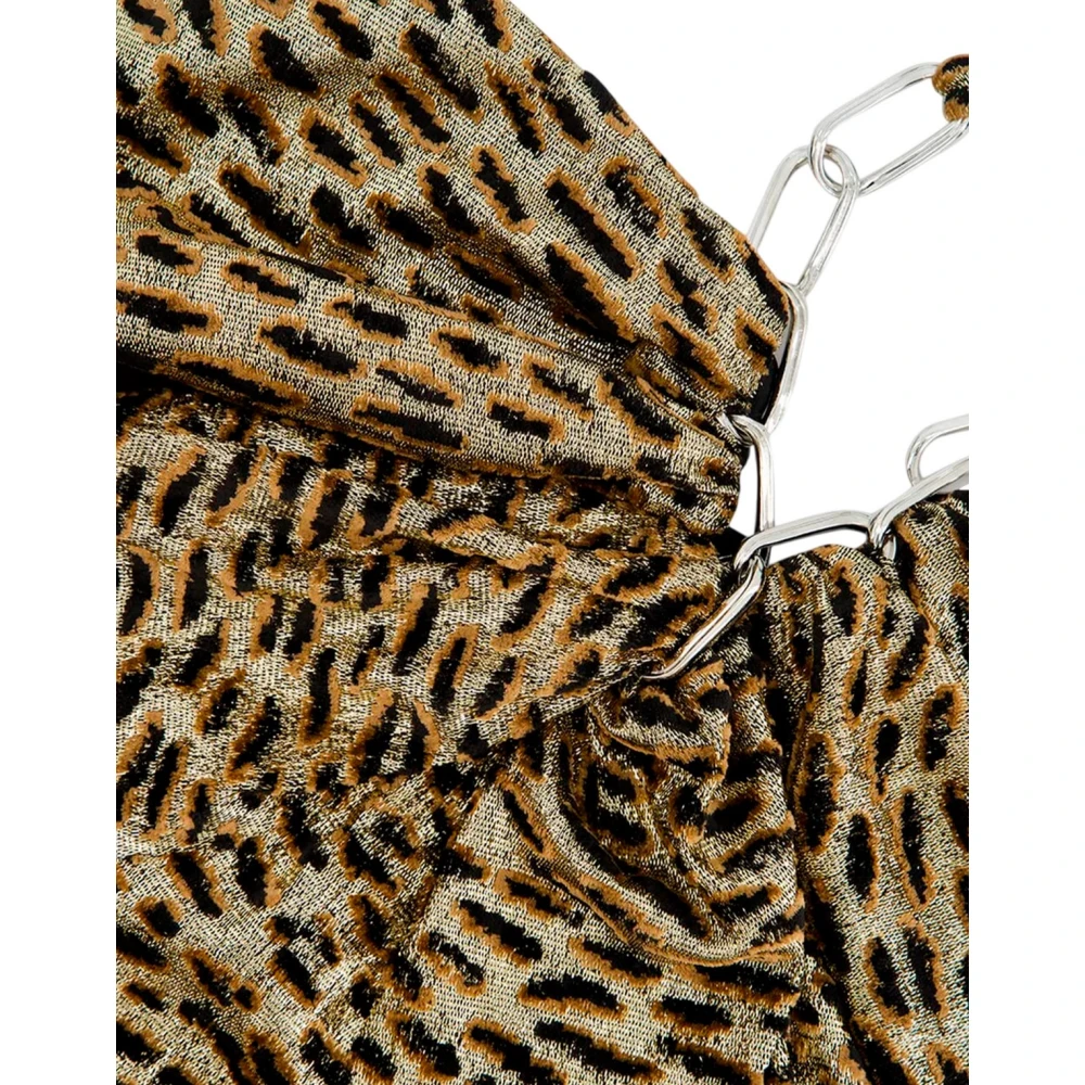 Paco Rabanne Dierenprint Kettingdetail Maxi Jurk Multicolor Dames