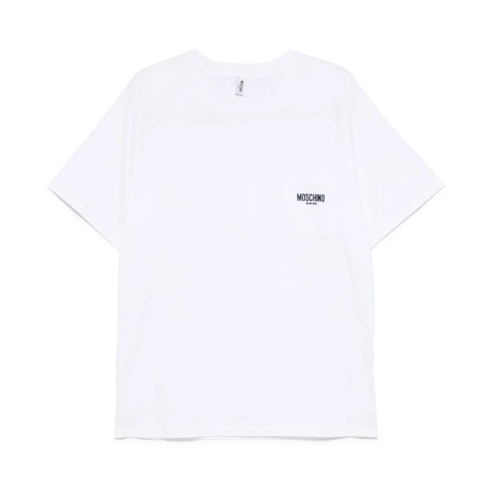 Moschino Wit Borstzak Crew Neck T-shirt White Heren