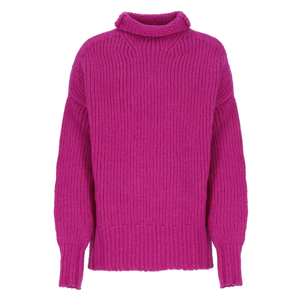 Lanvin Fuchsia Wol Jumper Hoge Hals Sweater Pink Dames