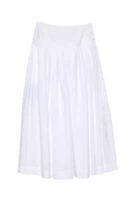 Cotton Pleated Midi Skirt