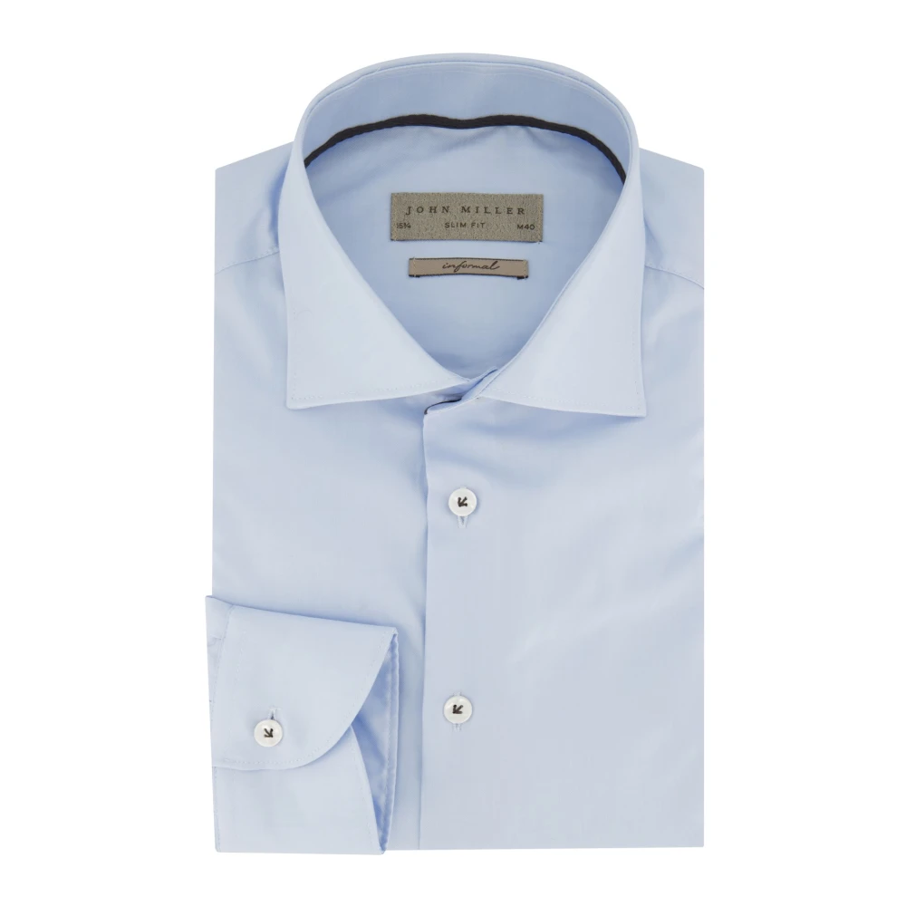 John Miller Lichtblauwe Overhemdjurk van Katoen Slim Fit Blue Heren