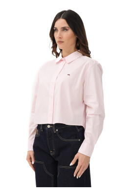 Chemisier Max Mara Studio Taille L (40/42) - Coton Blanc Rayé Rose - Boutons Logo - Occasion Très Bon état