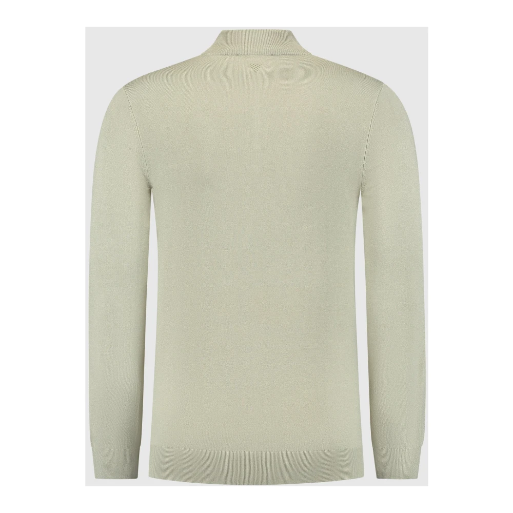 Pure Path Essentiële Gebreide Halfzip Trui Groen Green Heren