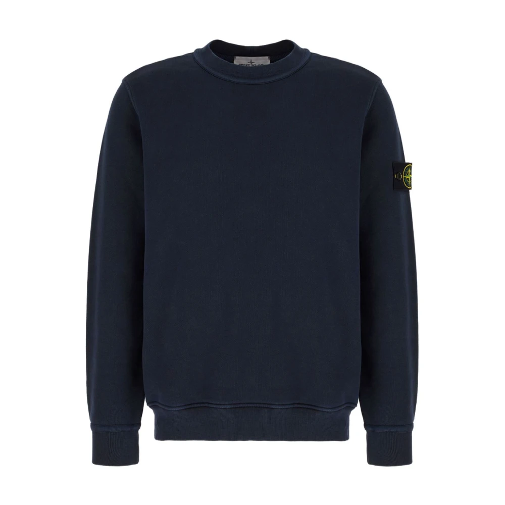 Stone Island Blue Sweatshirts, Male, 2XL, Crewneck Jumper With Logo
