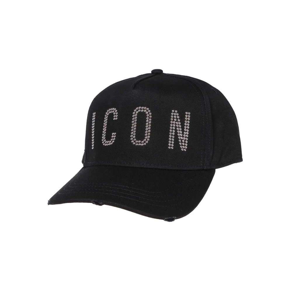Dsquared2 Distressed Logo Baseball Cap Black Heren
