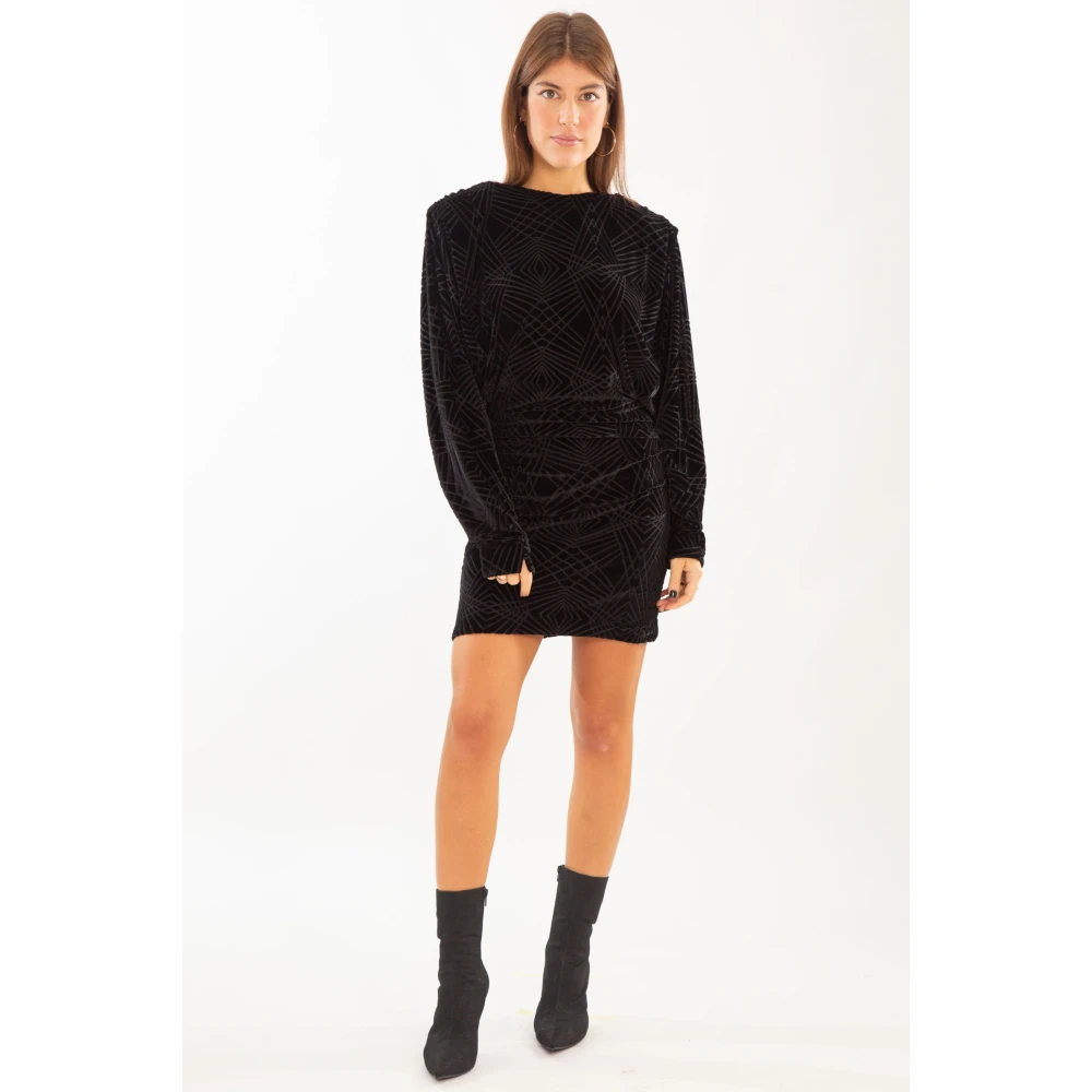 pinko Fluweel Mini Jurk in Zwart Black Dames