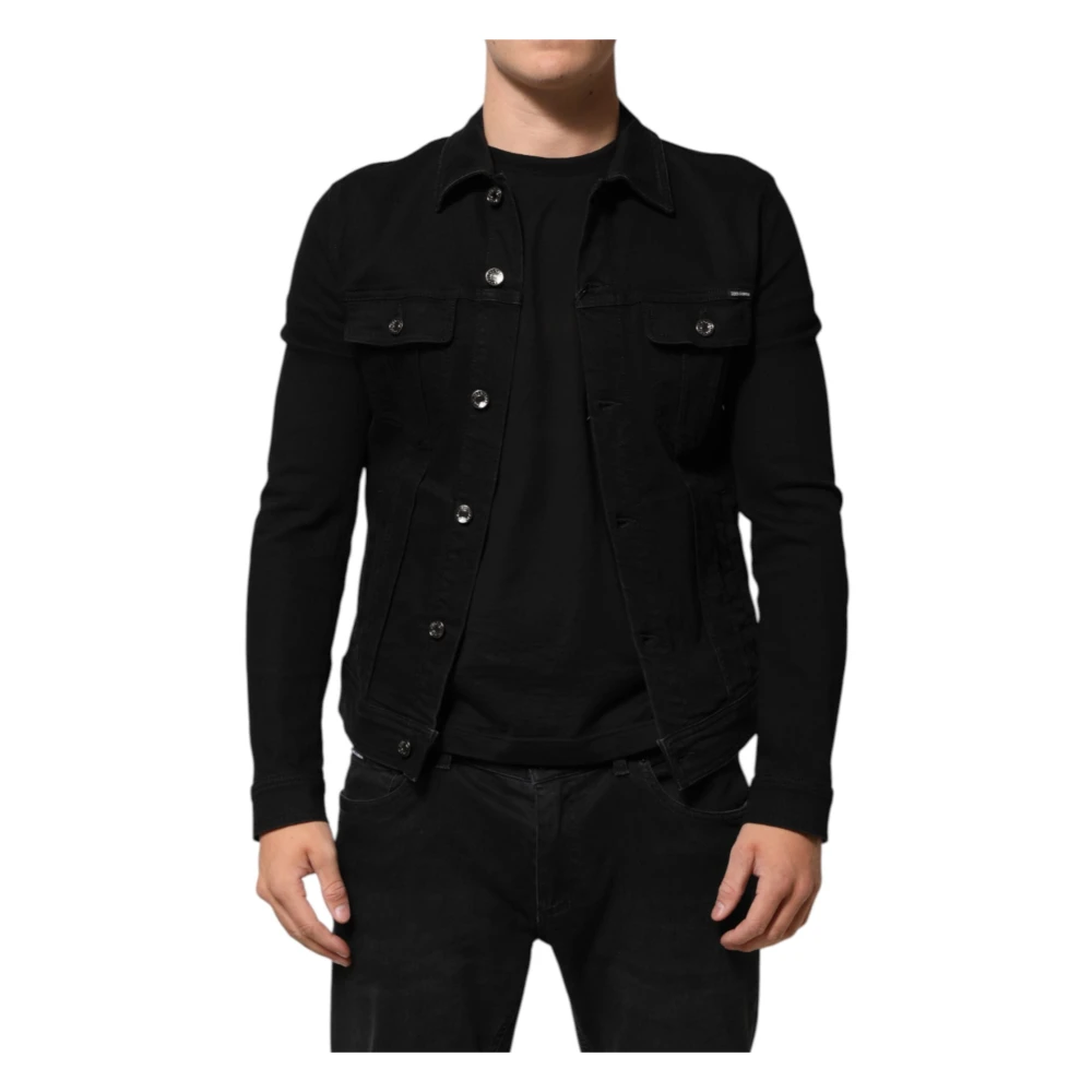 Dolce & Gabbana Black Denim Stretch Button Up Jacket - Male - Denim Jackets - S - Jackets